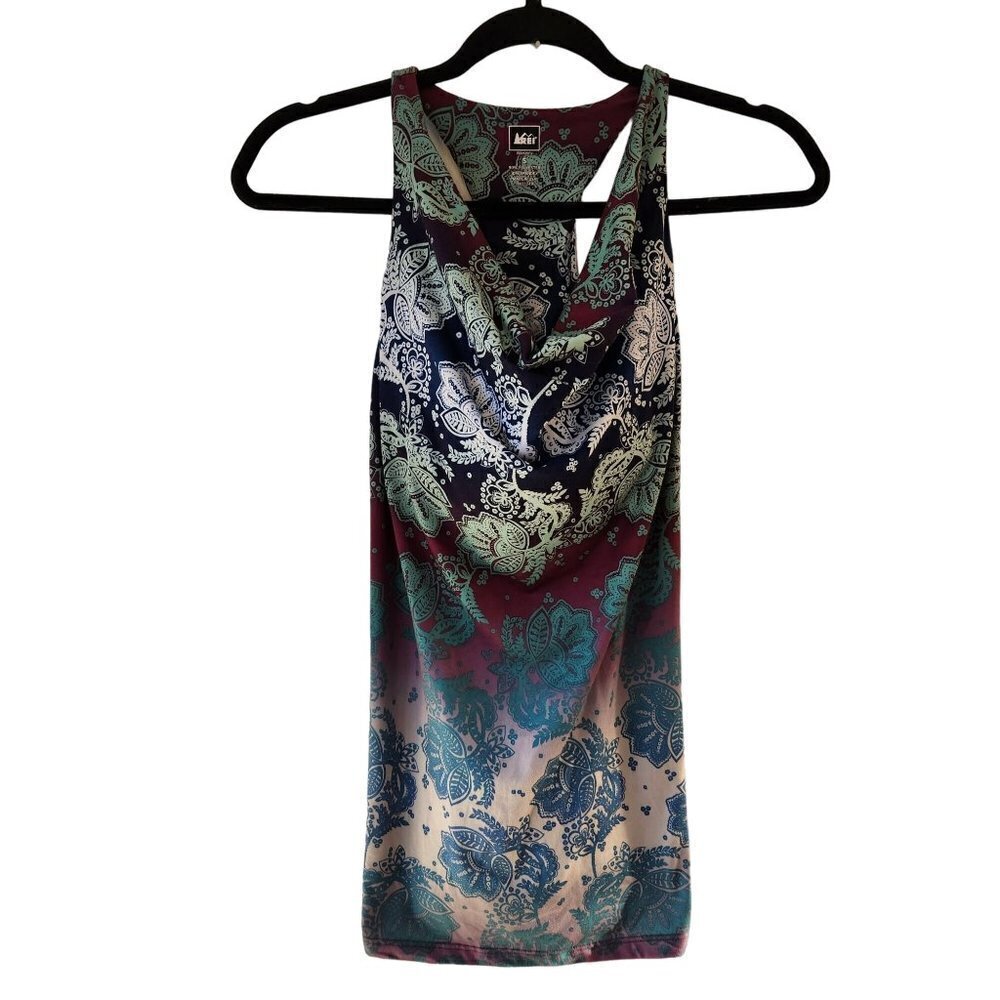REI Multicolor Geometric Printed Cowl Neck Racerback Hiking Tank Top S - Picture 1 of 7
